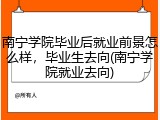 南宁学院毕业后就业前景怎么样，毕业生去向(南宁学院就业去向)