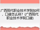 广西现代职业技术学院如何，口碑怎么样？(广西现代职业技术学院口碑)