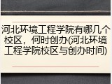 河北环境工程学院有哪几个校区，何时创办(河北环境工程学院校区与创办时间)
