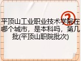 平顶山工业职业技术学院在哪个城市，是本科吗，第几批(平顶山职院批次)
