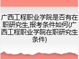 广西工程职业学院是否有在职研究生,报考条件如何(广西工程职业学院在职研究生条件)
