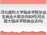 河北医科大学临床学院毕业生就业大致去向如何(河北医大临床学院就业去向)