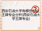 西安石油大学有哪些专业，王牌专业分析(西安石油大学王牌专业)