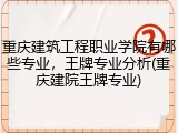 重庆建筑工程职业学院有哪些专业，王牌专业分析(重庆建院王牌专业)