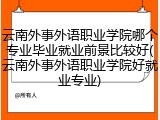 云南外事外语职业学院哪个专业毕业就业前景比较好(云南外事外语职业学院好就业专业)