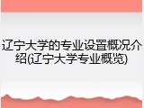 辽宁大学的专业设置概况介绍(辽宁大学专业概览)