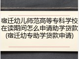 宿迁幼儿师范高等专科学校在读期间怎么申请助学贷款(宿迁幼专助学贷款申请)