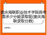 重庆海联职业技术学院高考需多少分能录取呢(重庆海联录取分数)