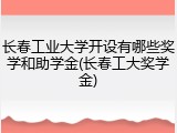长春工业大学开设有哪些奖学和助学金(长春工大奖学金)