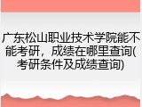 广东松山职业技术学院能不能考研，成绩在哪里查询(考研条件及成绩查询)