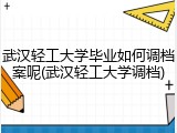 武汉轻工大学毕业如何调档案呢(武汉轻工大学调档)