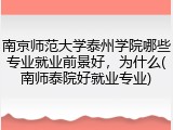 南京师范大学泰州学院哪些专业就业前景好，为什么(南师泰院好就业专业)