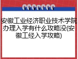 安徽工业经济职业技术学院办理入学有什么攻略没(安徽工经入学攻略)