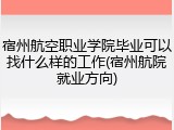 宿州航空职业学院毕业可以找什么样的工作(宿州航院就业方向)