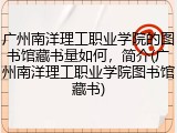 广州南洋理工职业学院的图书馆藏书量如何，简介(广州南洋理工职业学院图书馆藏书)