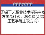 无锡工艺职业技术学院主攻方向是什么，怎么样(无锡工艺学院主攻方向)