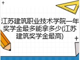江苏建筑职业技术学院一年奖学金最多能拿多少(江苏建筑奖学金最高)