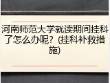 河南师范大学就读期间挂科了怎么办呢？(挂科补救措施)