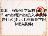湖北工程职业学院有mba吗？emba和mba的入学条件是什么(湖北工程职业学院MBA条件)