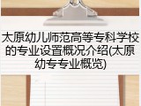太原幼儿师范高等专科学校的专业设置概况介绍(太原幼专专业概览)