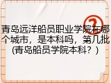 青岛远洋船员职业学院在哪个城市，是本科吗，第几批(青岛船员学院本科？)