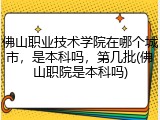 佛山职业技术学院在哪个城市，是本科吗，第几批(佛山职院是本科吗)