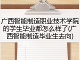广西智能制造职业技术学院的学生毕业都怎么样了(广西智能制造毕业生去向)
