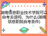 湖南信息职业技术学院可以自考去读吗，为什么(湖南信息职院自考条件)