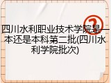 四川水利职业技术学院是一本还是本科第二批(四川水利学院批次)