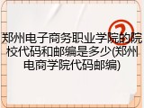 郑州电子商务职业学院的院校代码和邮编是多少(郑州电商学院代码邮编)