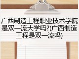 广西制造工程职业技术学院是双一流大学吗?(广西制造工程是双一流吗)