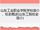 山东工业职业学院学校简介，校史概述(山东工院校史简介)