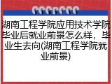 湖南工程学院应用技术学院毕业后就业前景怎么样，毕业生去向(湖南工程学院就业前景)