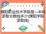 濮阳职业技术学院是一本吗录取分数线多少(濮阳学院录取线)
