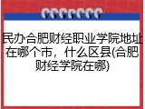 民办合肥财经职业学院地址在哪个市，什么区县(合肥财经学院在哪)