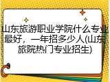 山东旅游职业学院什么专业最好，一年招多少人(山东旅院热门专业招生)