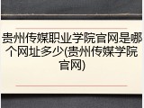 贵州传媒职业学院官网是哪个网址多少(贵州传媒学院官网)