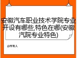 安徽汽车职业技术学院专业开设有哪些,特色在哪(安徽汽院专业特色)
