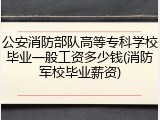 公安消防部队高等专科学校毕业一般工资多少钱(消防军校毕业薪资)