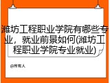 潍坊工程职业学院有哪些专业，就业前景如何(潍坊工程职业学院专业就业)