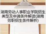 湖南劳动人事职业学院招生类型及申请条件解读(湖南劳职招生条件解析)