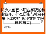 长沙文创艺术职业学院的校史简介，什么历史与社会背景下建校的(长沙文创学院建校背景)