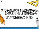 民办合肥滨湖职业技术学院一般要多少分才能录取(合肥滨湖职院录取线)