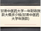 甘肃中医药大学一年财政拨款大概多少钱(甘肃中医药大学年拨款)