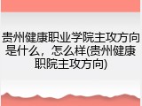贵州健康职业学院主攻方向是什么，怎么样(贵州健康职院主攻方向)