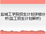 盐城工学院招生计划详细分析(盐工招生计划解析)
