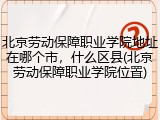 北京劳动保障职业学院地址在哪个市，什么区县(北京劳动保障职业学院位置)