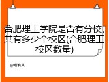 合肥理工学院是否有分校，共有多少个校区(合肥理工校区数量)