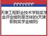 天津工程职业技术学院奖学金评定细则是怎样的(天津职院奖学金细则)
