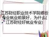 江苏财经职业技术学院哪些专业就业前景好，为什么(江苏财经好就业专业)